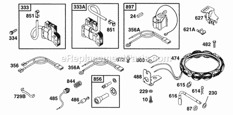 Electrical Diagram and Parts List for 252416-0734-01  Briggs and Stratton Engine
